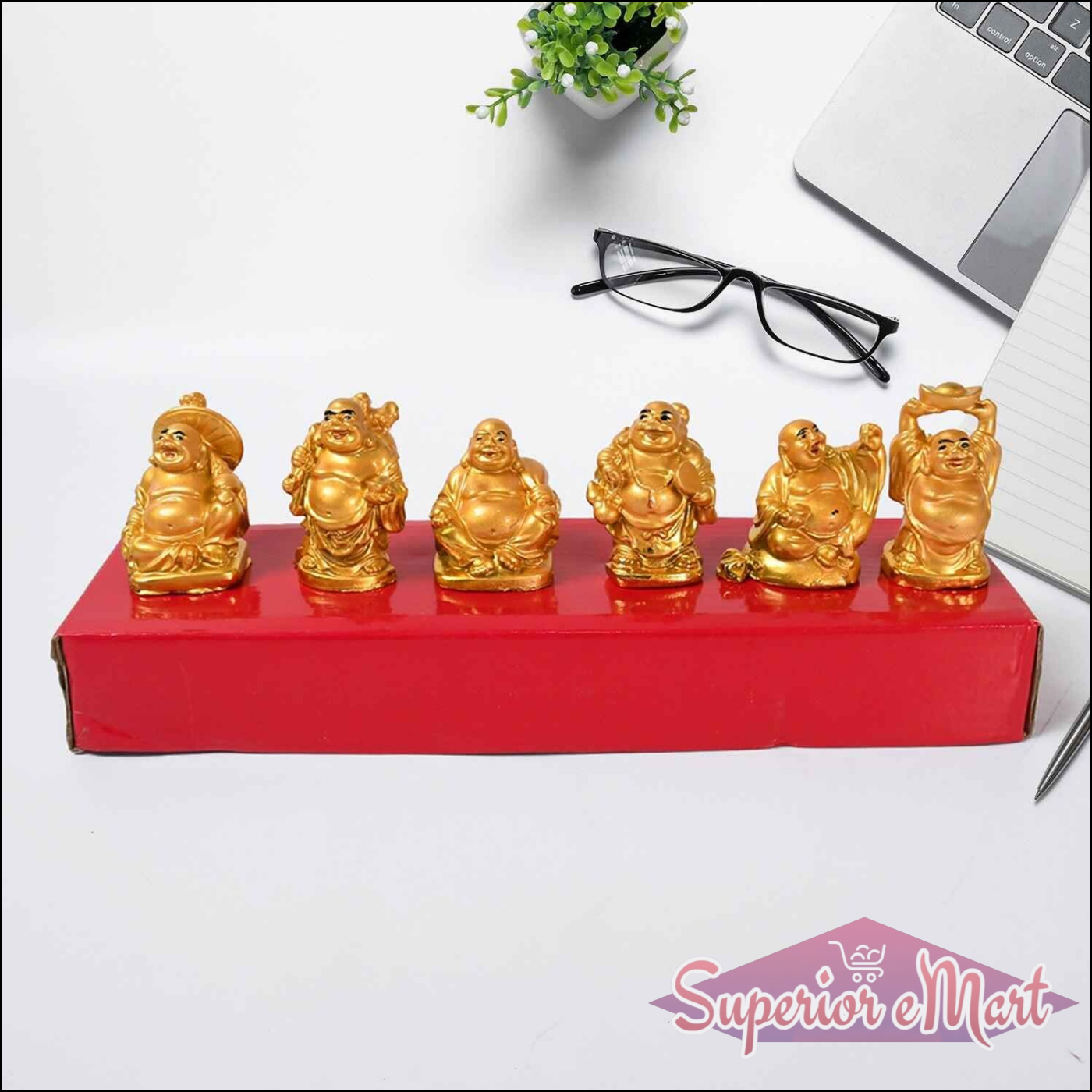 Golden Laughing Buddha Statue - Superior eMart