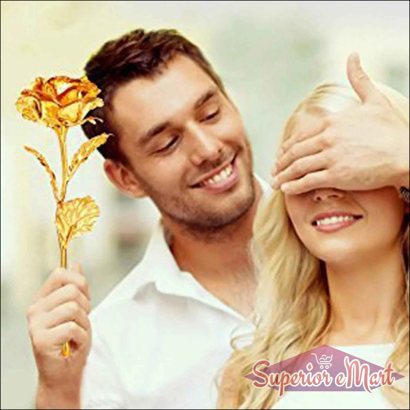 Golden Rose Decoration - Set of 3 Pcs