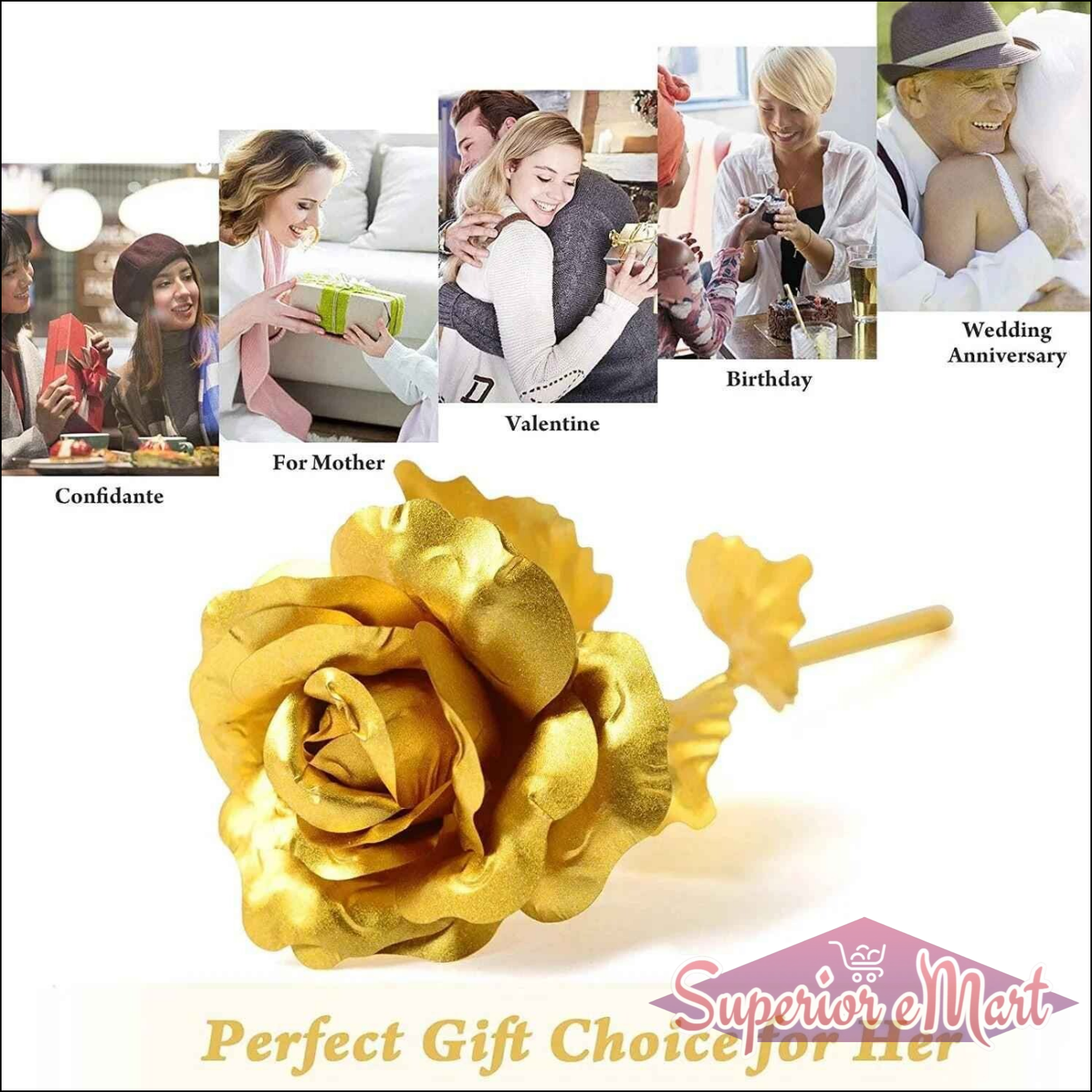 Golden Rose Decoration - Set of 3 Pcs