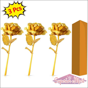 Golden Rose Decoration - Set of 3 Pcs - Superior eMart
