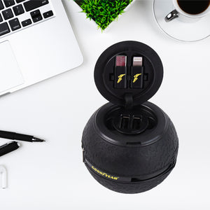 Goodyear multi-tip car charger with dual USB ports for charging devices on the go