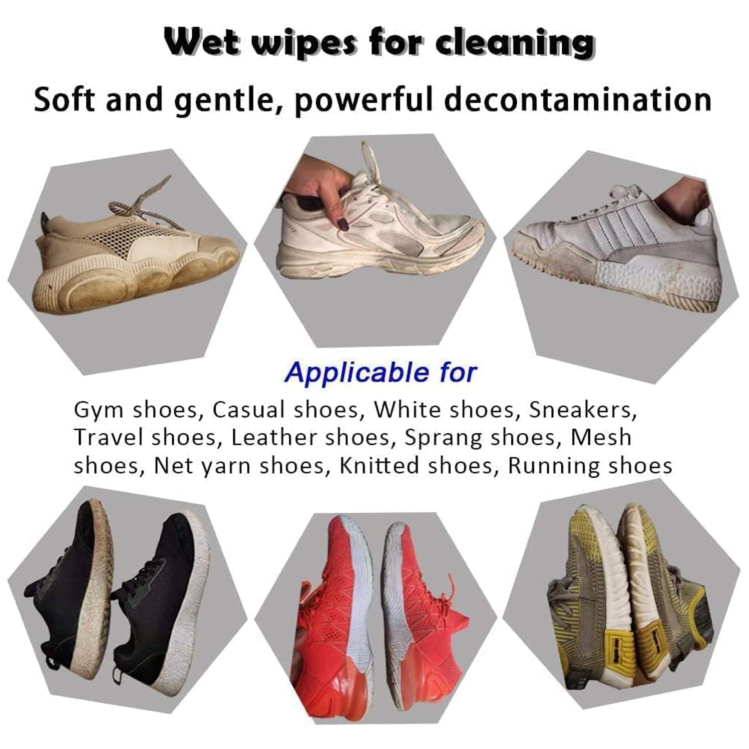 Cleaning wipes for shoes, travel size, and portable