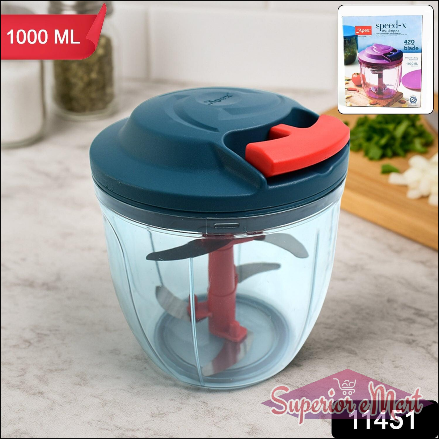 Hand-powered Vegetable Chopper (1000 Ml) - Superior eMart