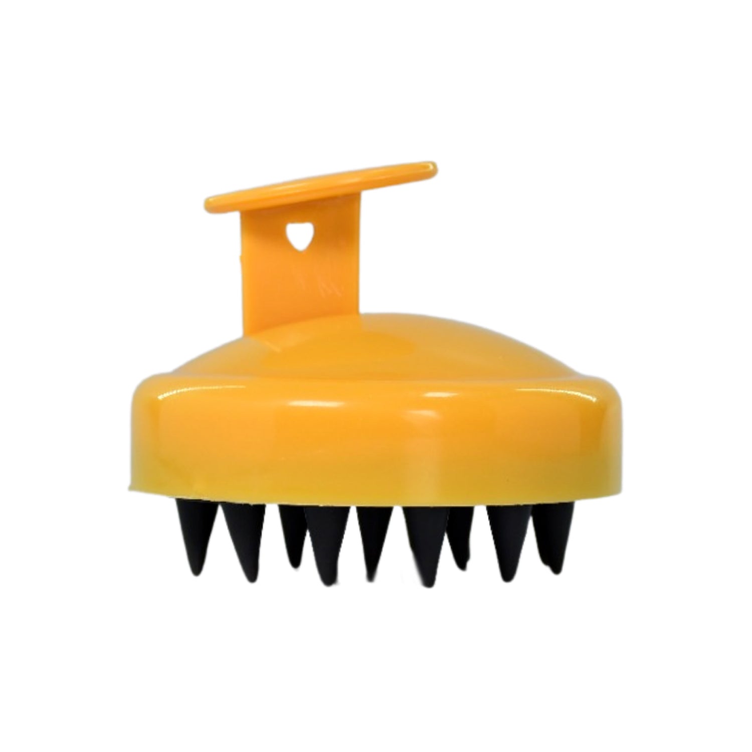 Handheld scalp massager in bright yellow design for gentle scalp stimulation and relaxation