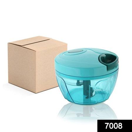 Compact Superior eMart handheld vegetable chopper in turquoise with storage container for easy food preparation