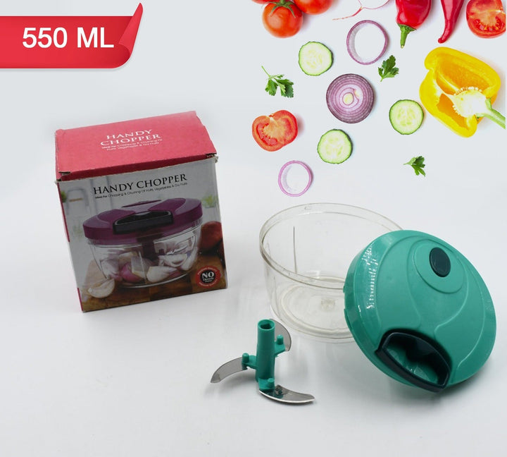 Superior eMart mini vegetable chopper in green with container and lid for quick food prep