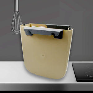 Hanging trash can for kitchen cabinet easily attaches and saves space in your kitchen