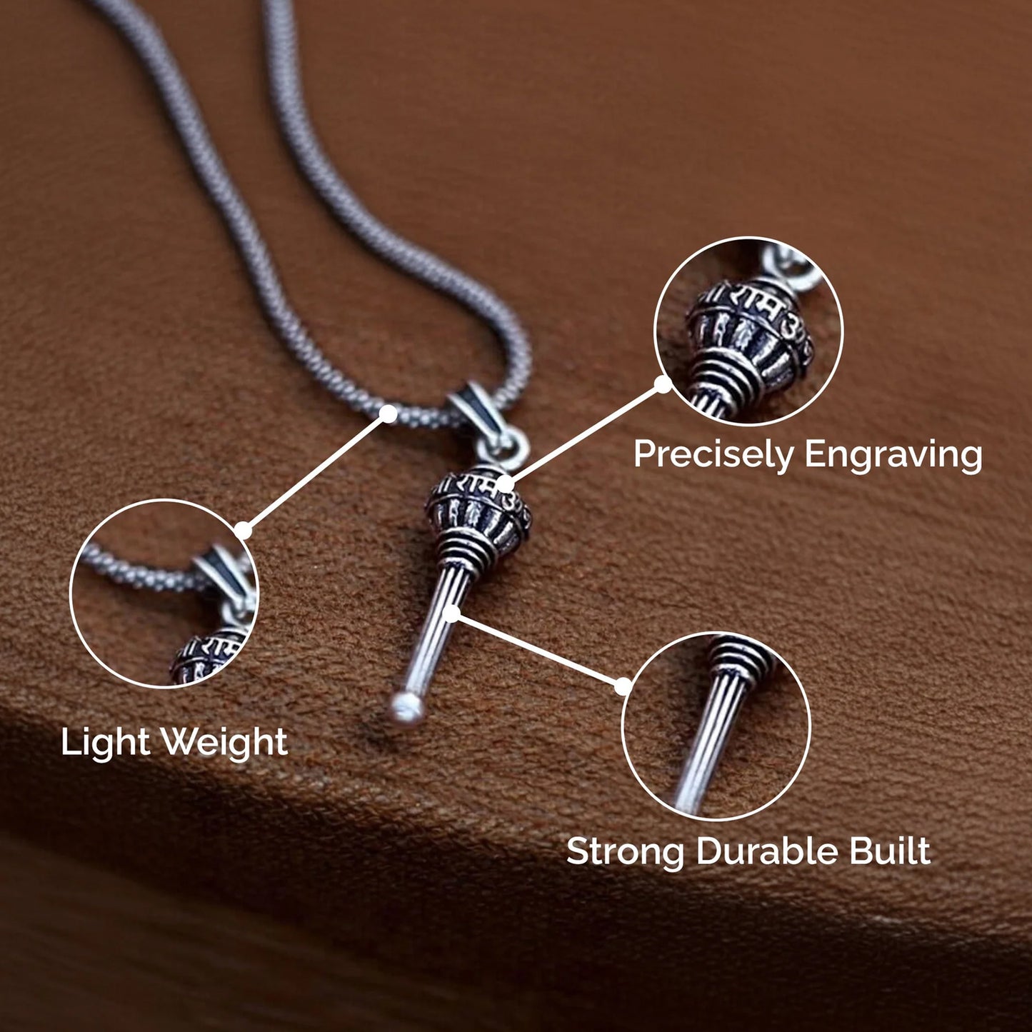 Superior eMart Hanuman pendant with chain featuring precise engraving and lightweight design
