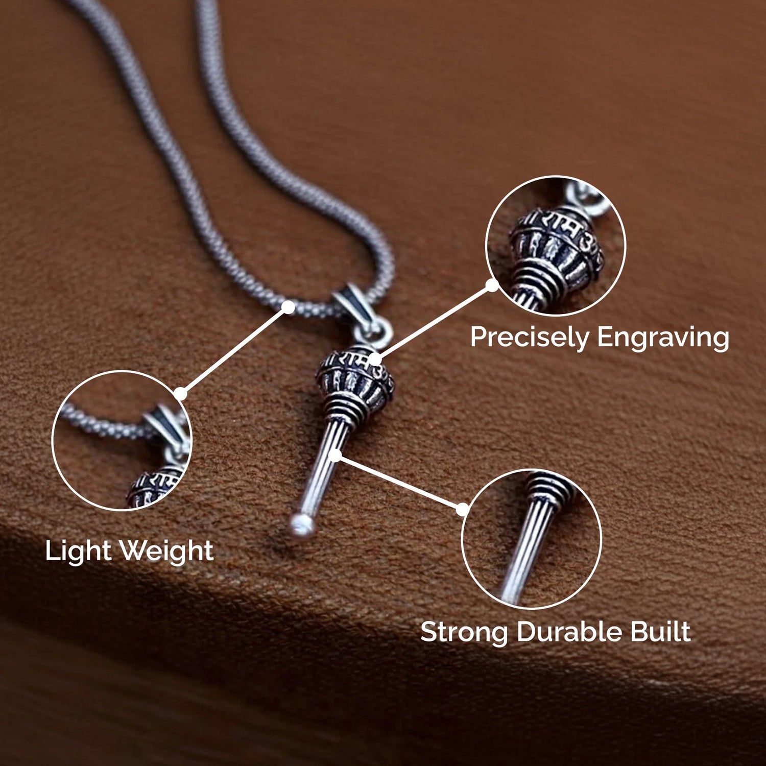 Superior eMart Hanuman pendant with chain featuring precise engraving and lightweight design