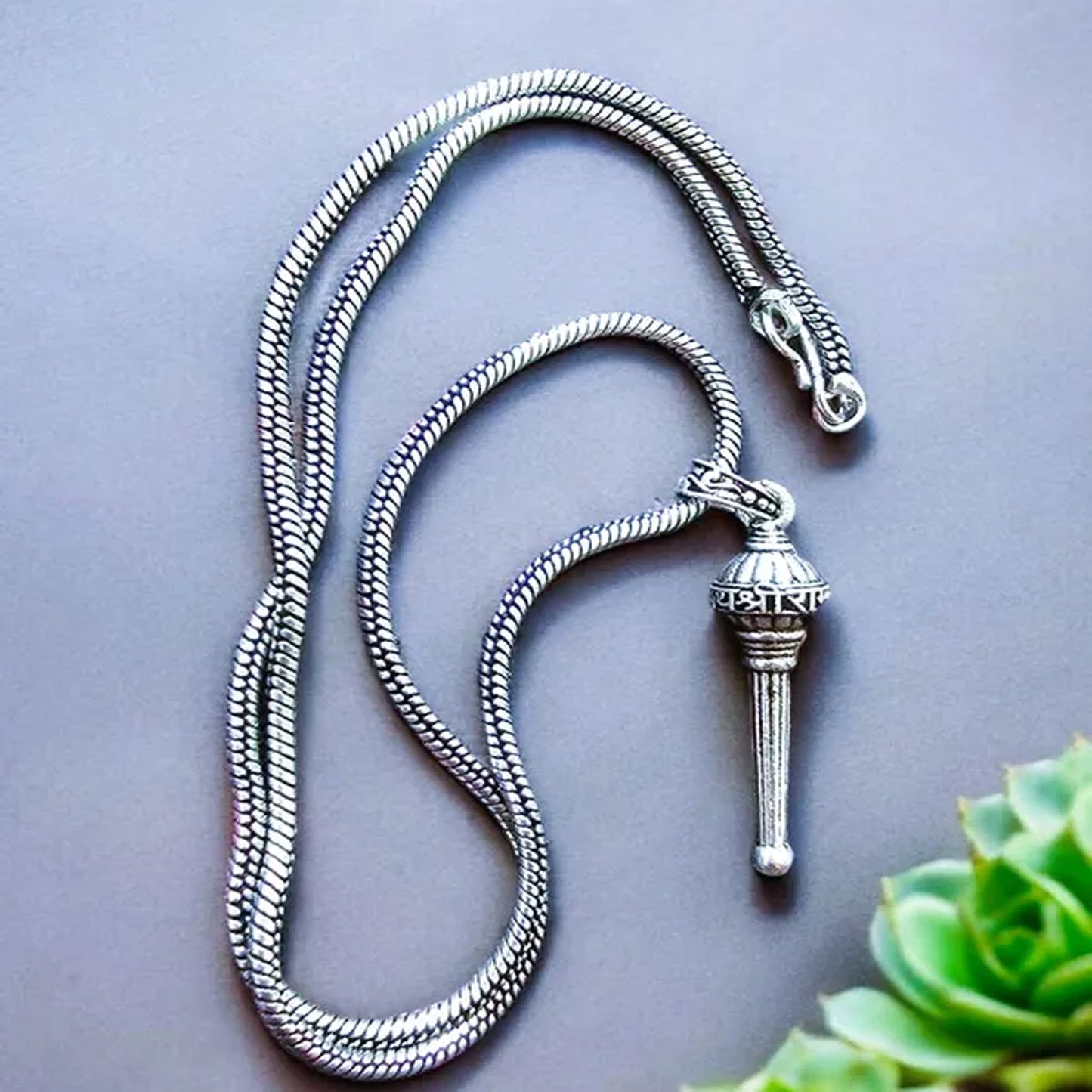 Elegant silver Hanuman pendant with chain, perfect for spiritual and everyday wear