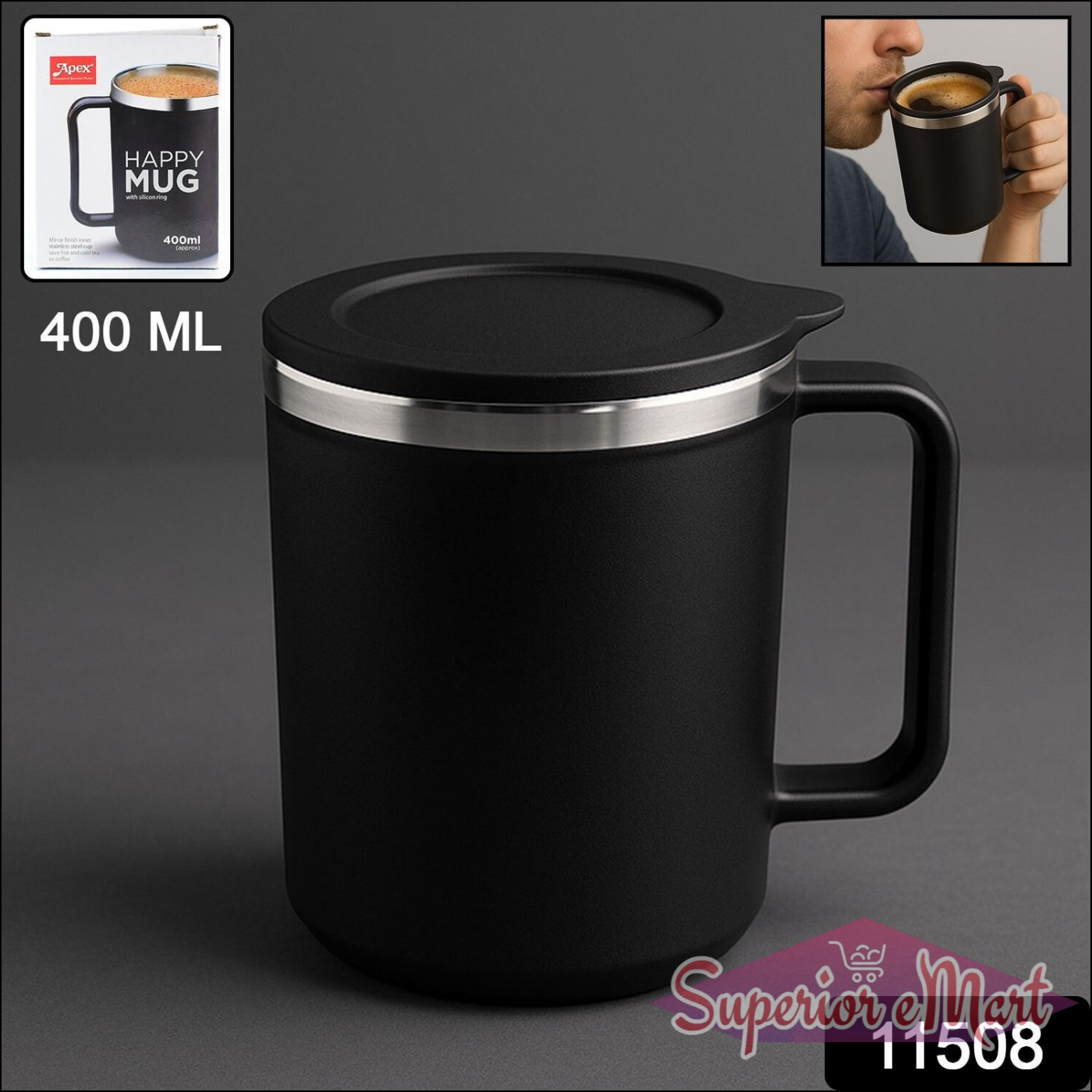 Happy Mug 400ml - Insulated Coffee Cup - Superior eMart