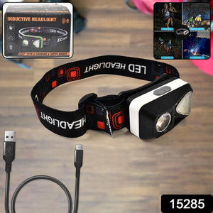 Superior eMart Head-mounted Flashlight with USB charging and adjustable straps for hands-free use
