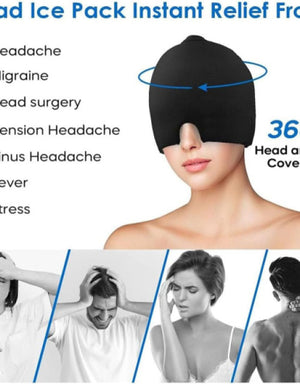 Superior eMart black headache relief hat designed to cover head for instant relief from headaches and migraines