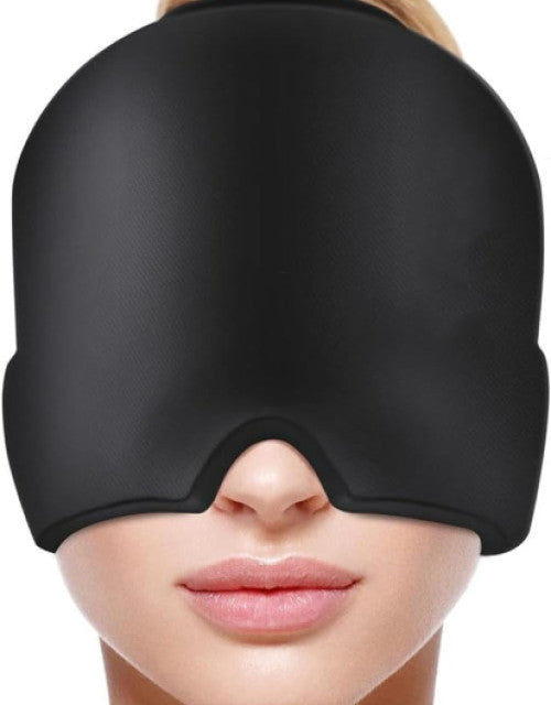 Superior eMart headache relief hat in black designed to cover eyes and forehead for comfort and pain relief