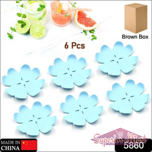 Set of 6 heat resistant coasters set in blue flower shape, perfect for protecting surfaces from hot drinks