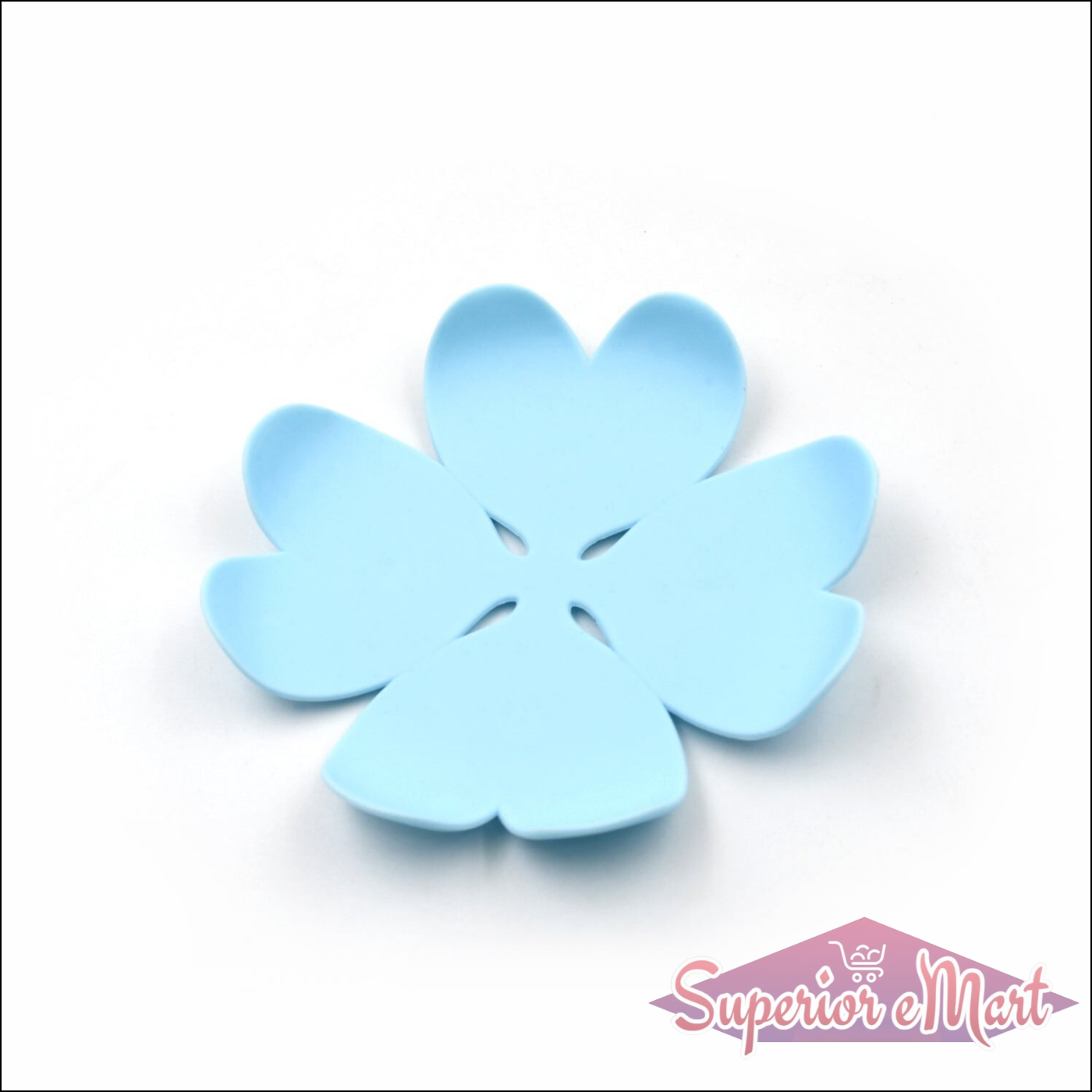 Flower-shaped blue silicone heat resistant coasters set for protecting surfaces