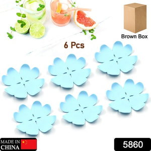Set of 6 heat resistant coasters set in blue flower shape, perfect for protecting surfaces from hot drinks