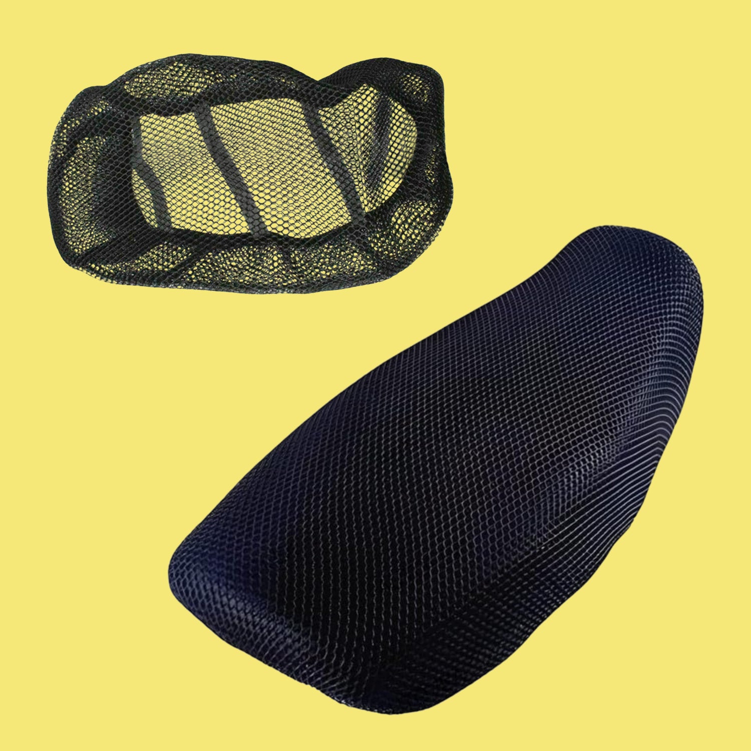 Heavy cushion seat cover in black mesh for added comfort in automotive seating