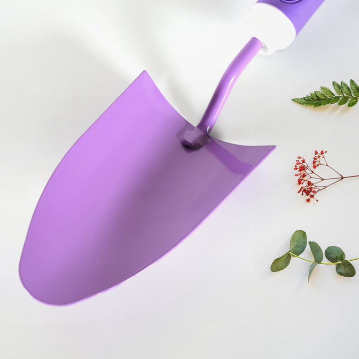 Purple heavy duty garden tools with a sturdy spade head for effective digging and planting