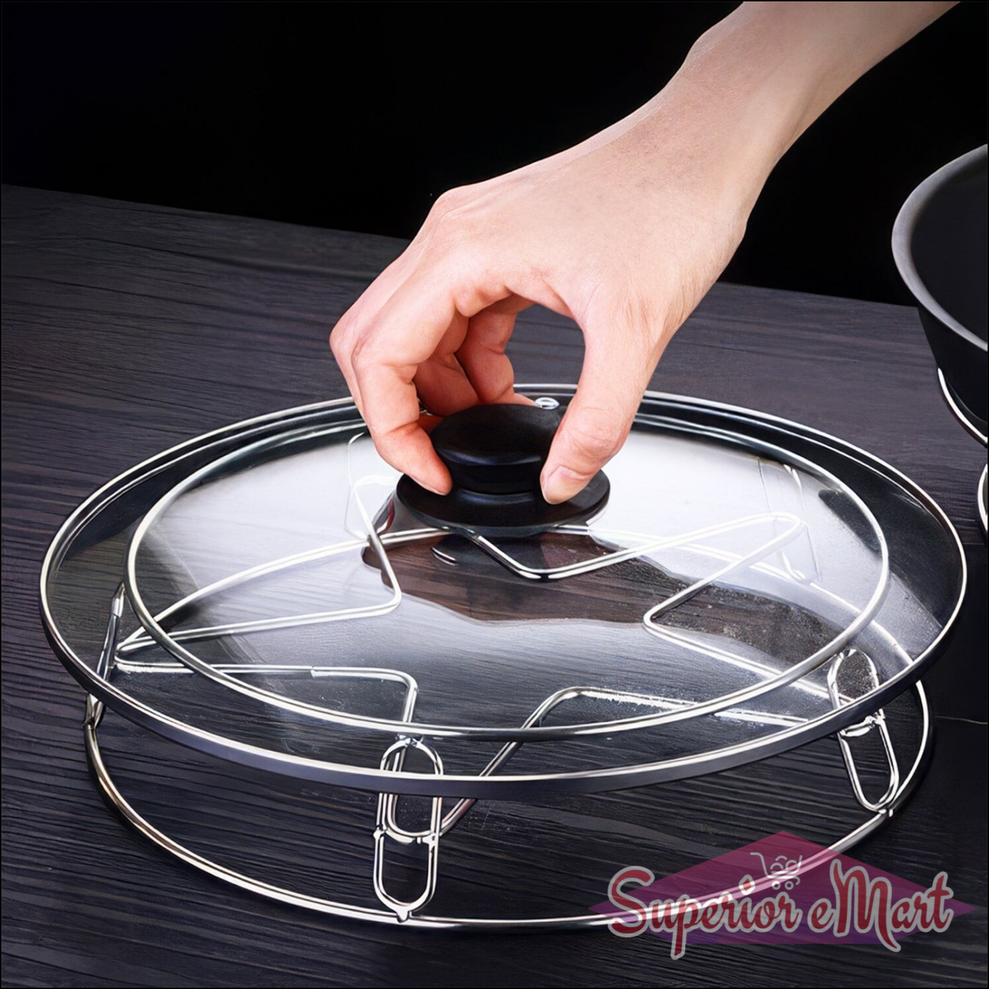 Heavy duty stainless steel gas stove stand with a glass lid and sturdy base for enhanced cooking stability