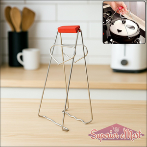 Stainless steel dish gripper tongs for safe lifting of hot pots and dishes in the kitchen
