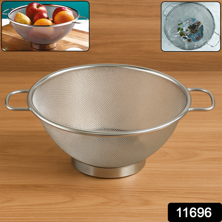 Superior eMart stainless steel mesh colander with handles and sturdy base for draining fruits and vegetables