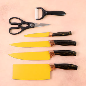 Superior eMart professional kitchen knife set with colorful blades and ergonomic handles for chefs
