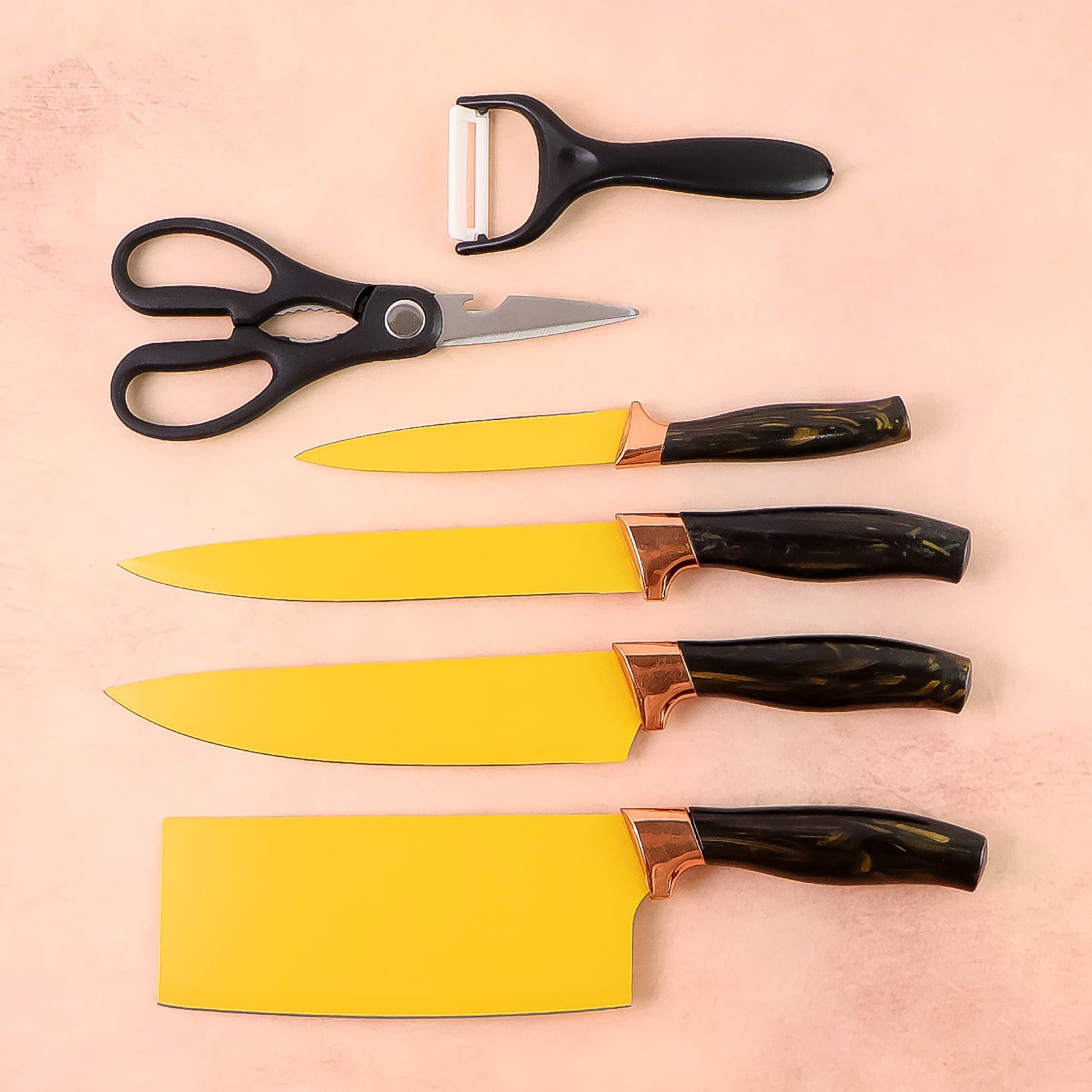 Superior eMart professional kitchen knife set with colorful blades and ergonomic handles for chefs