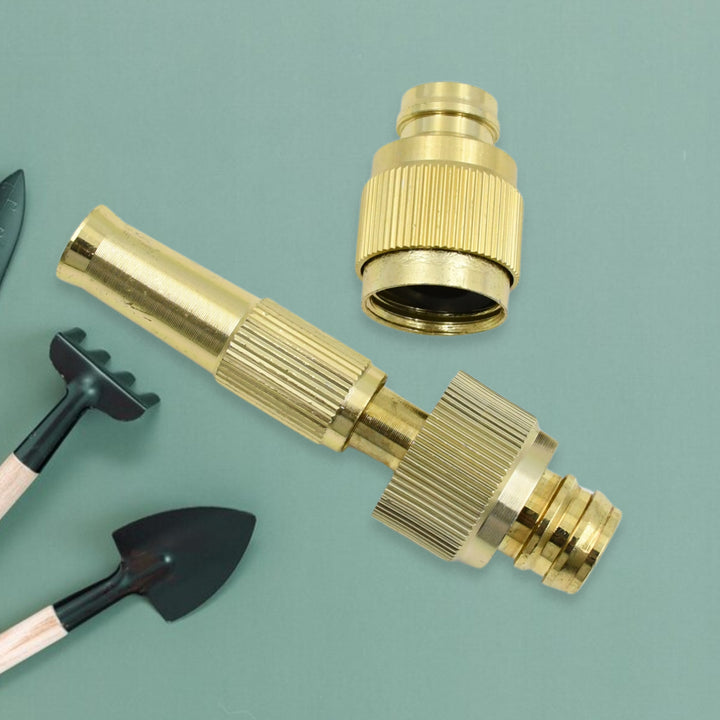 Brass high pressure water spray nozzle with garden tools for effective watering and cleaning