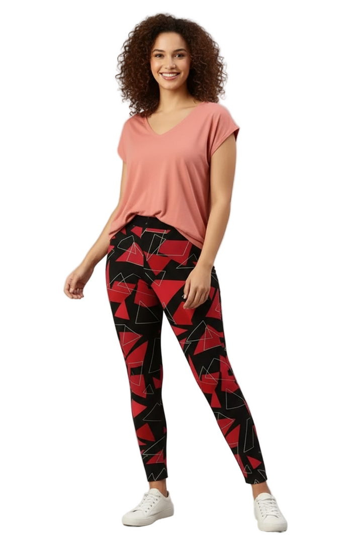 Superior eMart Black and Red Leggings for Women - Stylish, Comfortable Yoga Pants