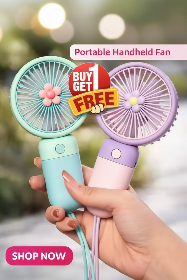 PACK OF 2 Portable Handheld USB Rechargeable Mini Fan with Lightweight Design, Low Noise, and Easy Portability for Indoor and Outdoor Use (Pack Of 2,MULTICOLOR)