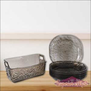 Household Plates Set 10 Pieces with Basket - Superior eMart