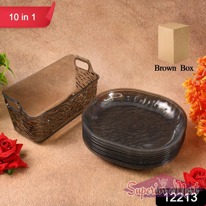 Household Plates Set 10 Pieces with Basket - Superior eMart