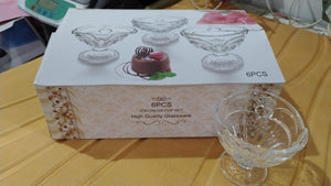 6PCS ice cream cup set featuring elegant glassware for serving desserts and ice cream