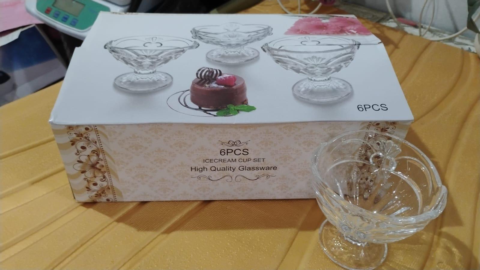 6PCS ice cream cup set featuring elegant glassware for serving desserts and ice cream