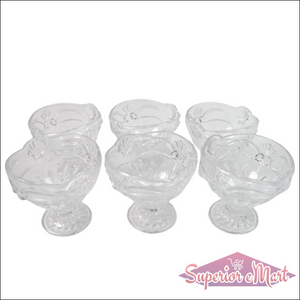 Set of six elegant glass dessert bowls for serving ice cream, perfect for gatherings and special occasions, ice cream cup set