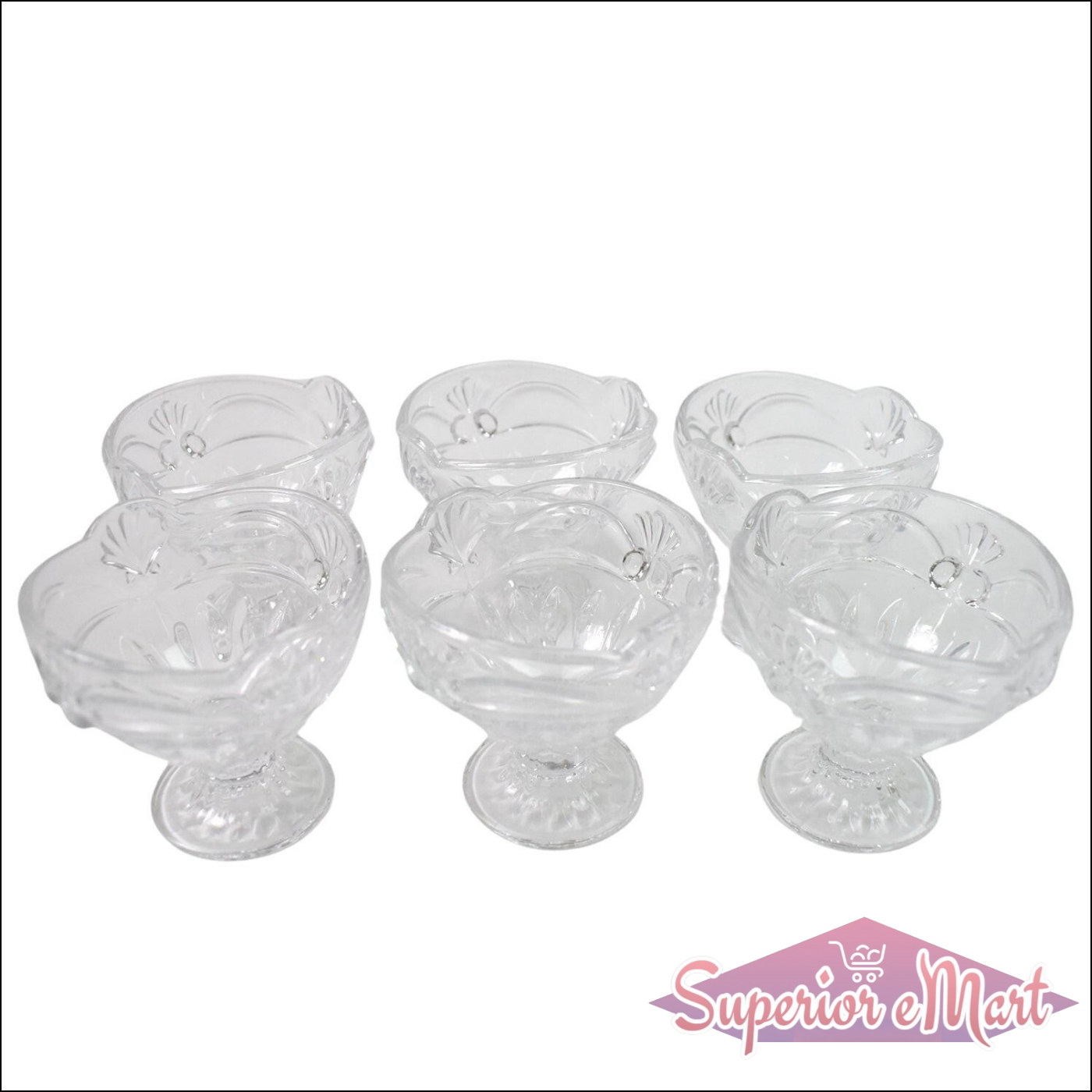 Set of six elegant glass dessert bowls for serving ice cream, perfect for gatherings and special occasions, ice cream cup set