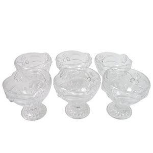 Set of six elegant glass dessert bowls for serving ice cream, perfect for gatherings and special occasions, ice cream cup set