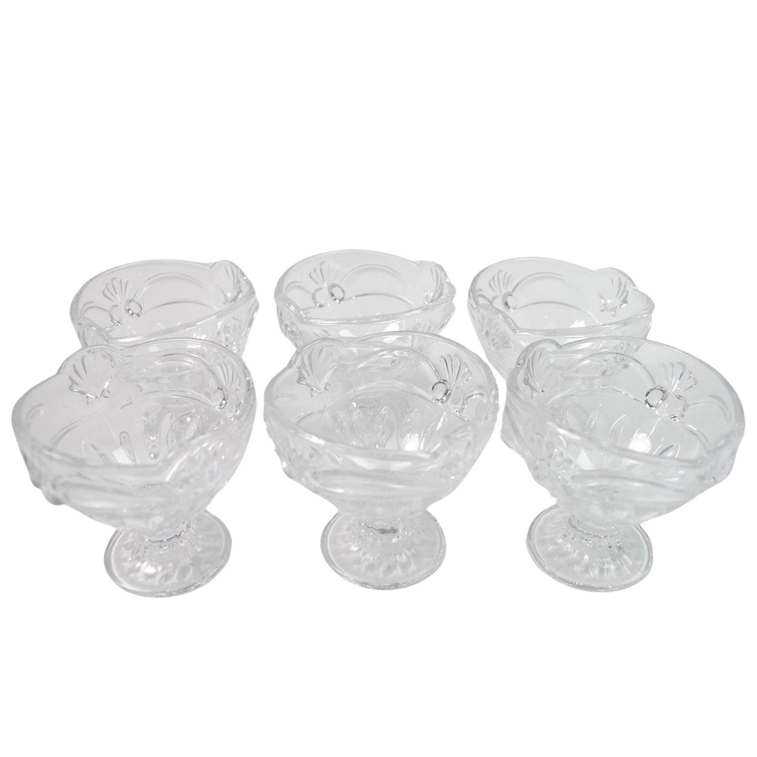 Set of six elegant glass dessert bowls for serving ice cream, perfect for gatherings and special occasions, ice cream cup set