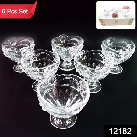 Set of 6 Elegant Glass Ice Cream Cup Set for Serving Desserts and Treats