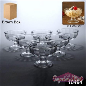 Superior eMart ice cream dessert bowl set featuring six stylish glass bowls for serving desserts