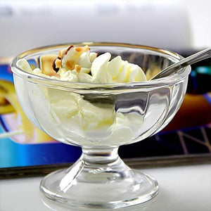Clear Glass Ice Cream Dessert Bowl Set with Elegant Design for Serving Ice Cream and Desserts