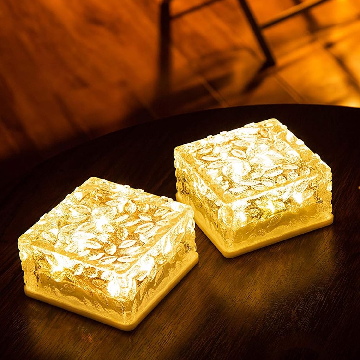 Ice cube shaped outdoor lights with glowing design for garden illumination and decoration