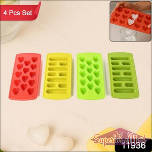 Colorful ice cube tray set in heart and stick shapes for fun and playful beverages