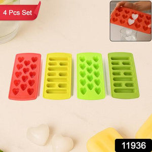 Colorful ice cube tray set in heart and stick shapes for fun and playful beverages