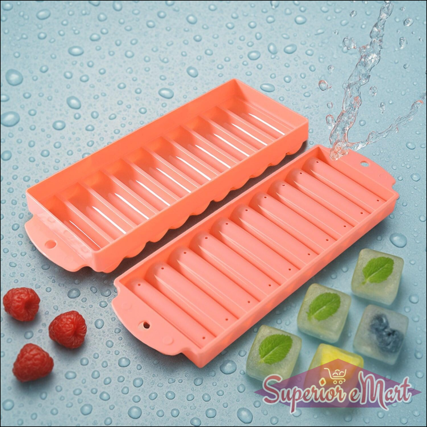 Superior eMart compact ice stick tray in pink silicone with easy-release design for homemade ice sticks