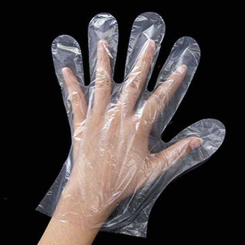 0670 Plastic Transparent Disposable Clear Gloves (White) (100pc) - Superior eMart