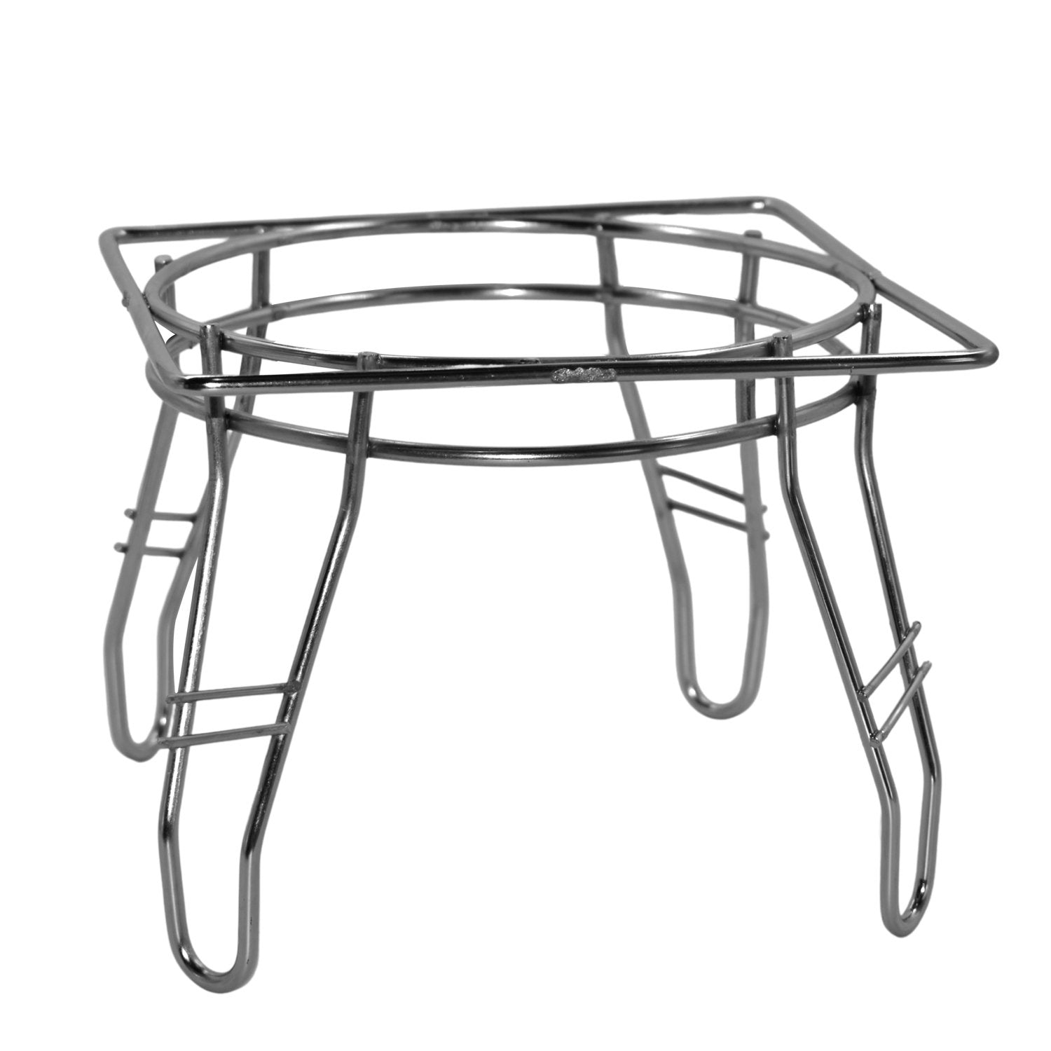Silver metal indoor balcony plant stand with sturdy legs for decorative plants indoors
