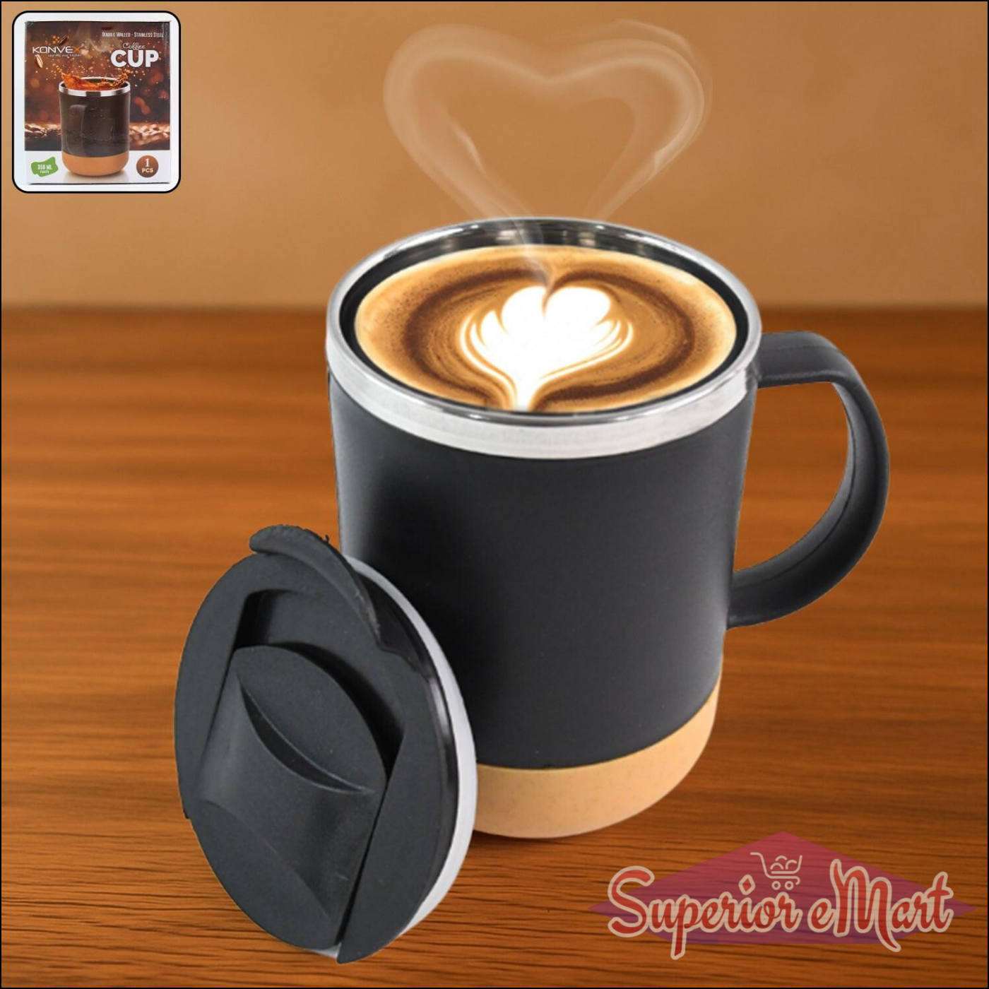 Insulated Coffee Mug With Lid (Approx 350ml  1 Pc) - Superior eMart