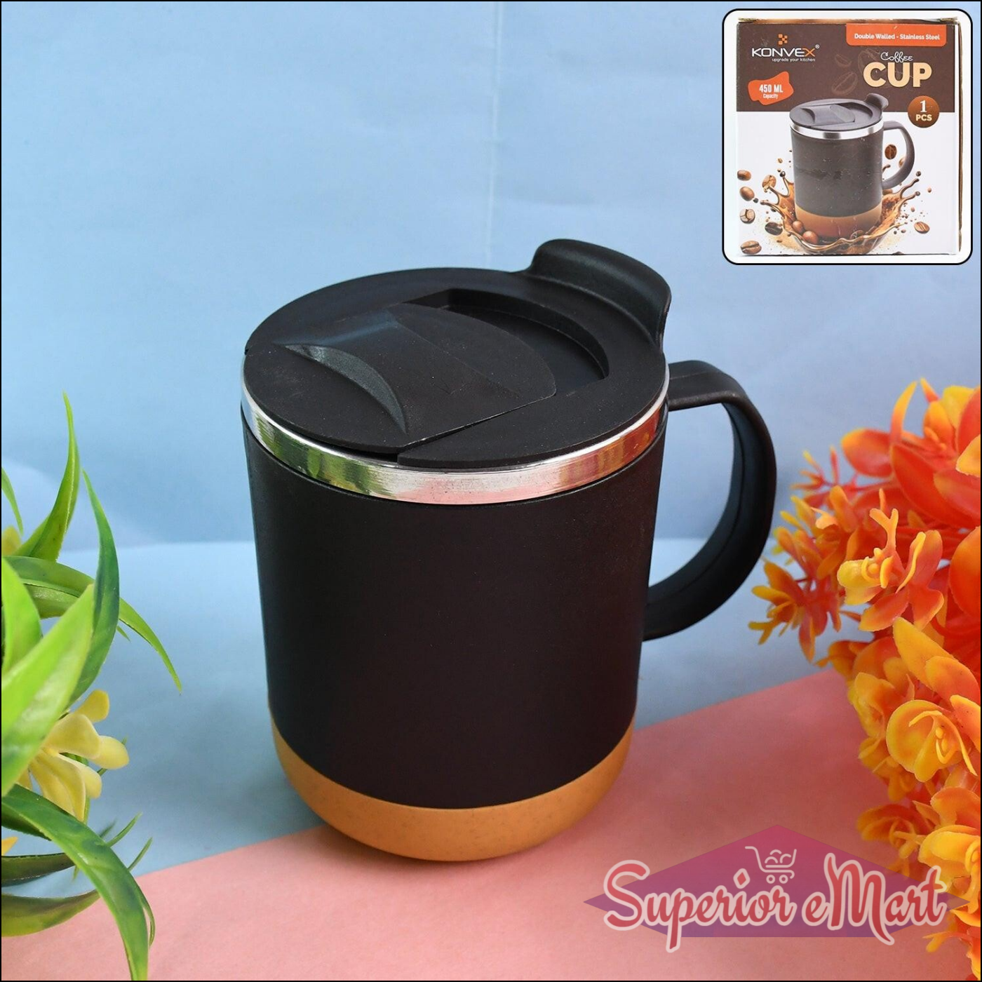 Insulated Coffee Mug With Lid (Approx 450ml  1 Pc) - Superior eMart